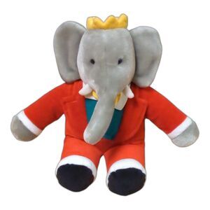 Babar the Elephant King 14” Plush Gund Stuffed Animal 1988